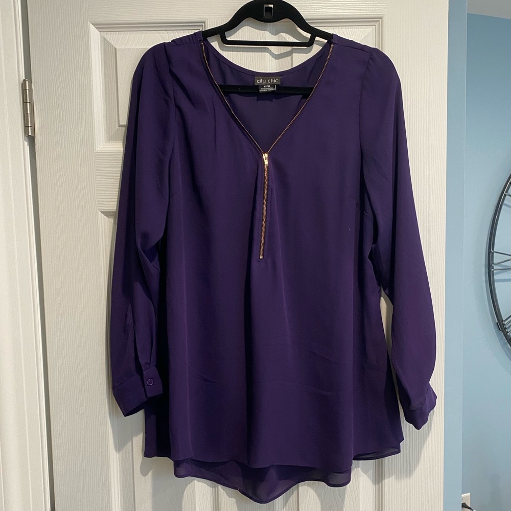 City Chic purple Tunic sheer top